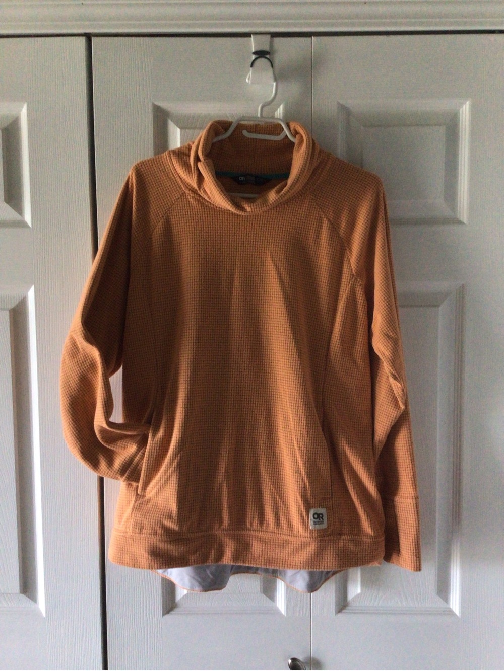 Outdoor Research Orange Waffle Knit Mock Neck Sweater